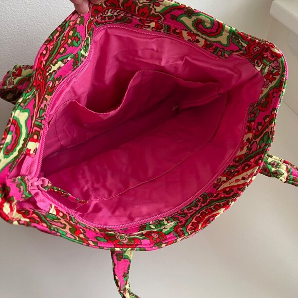 NWT Vera Bradley Small Tote in Capri Pink Paisley Cotton - Picture 7 of 11